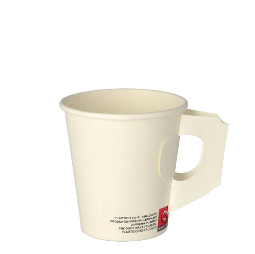 25 Trinkbecher mit Henkel, Pappe "To Go" 0,18 l Ø 7,3 cm · 7,8 cm weiss