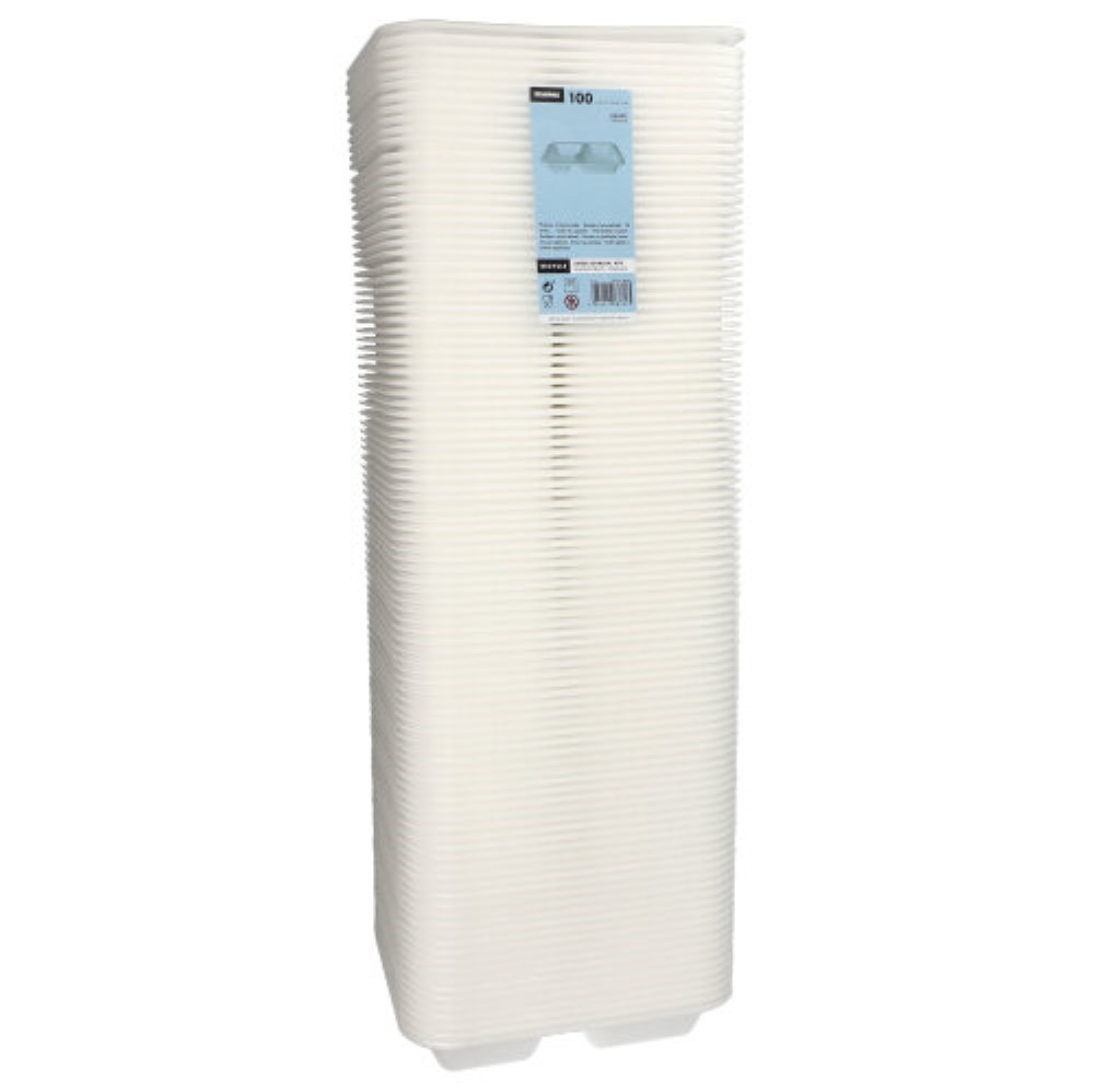 100 Siegelschalen, XPS 2-geteilt 1000 ml 4,2 cm x 21,2 cm x 24,7 cm weiss laminiert 100 Siegelschalen, XPS 2-geteilt 1000 ml 4,2 cm x 21,2 cm x 24,7 cm weiss laminiert