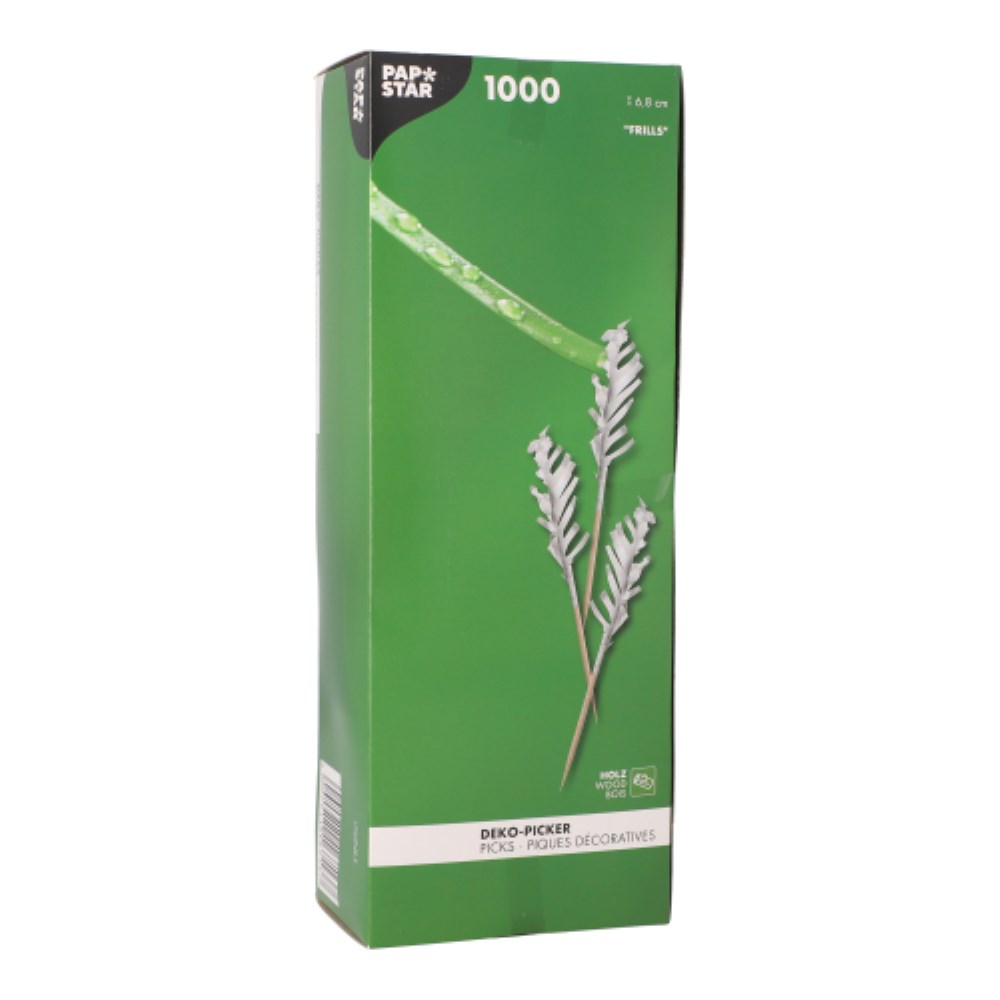 1000 Deko-Picker 6,8 cm weiss "Frills"