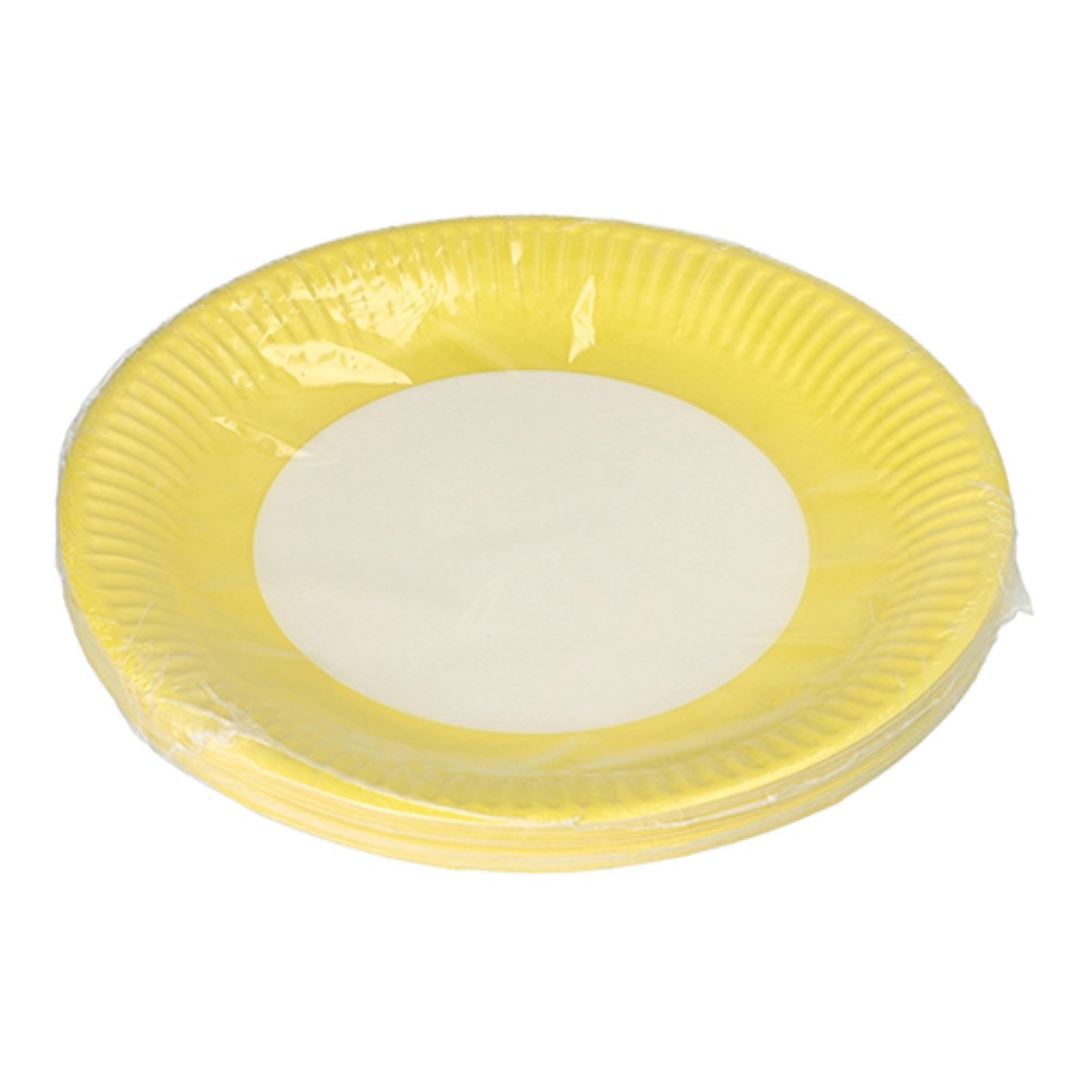 20 Teller, Pappe rund Ø 23 cm gelb