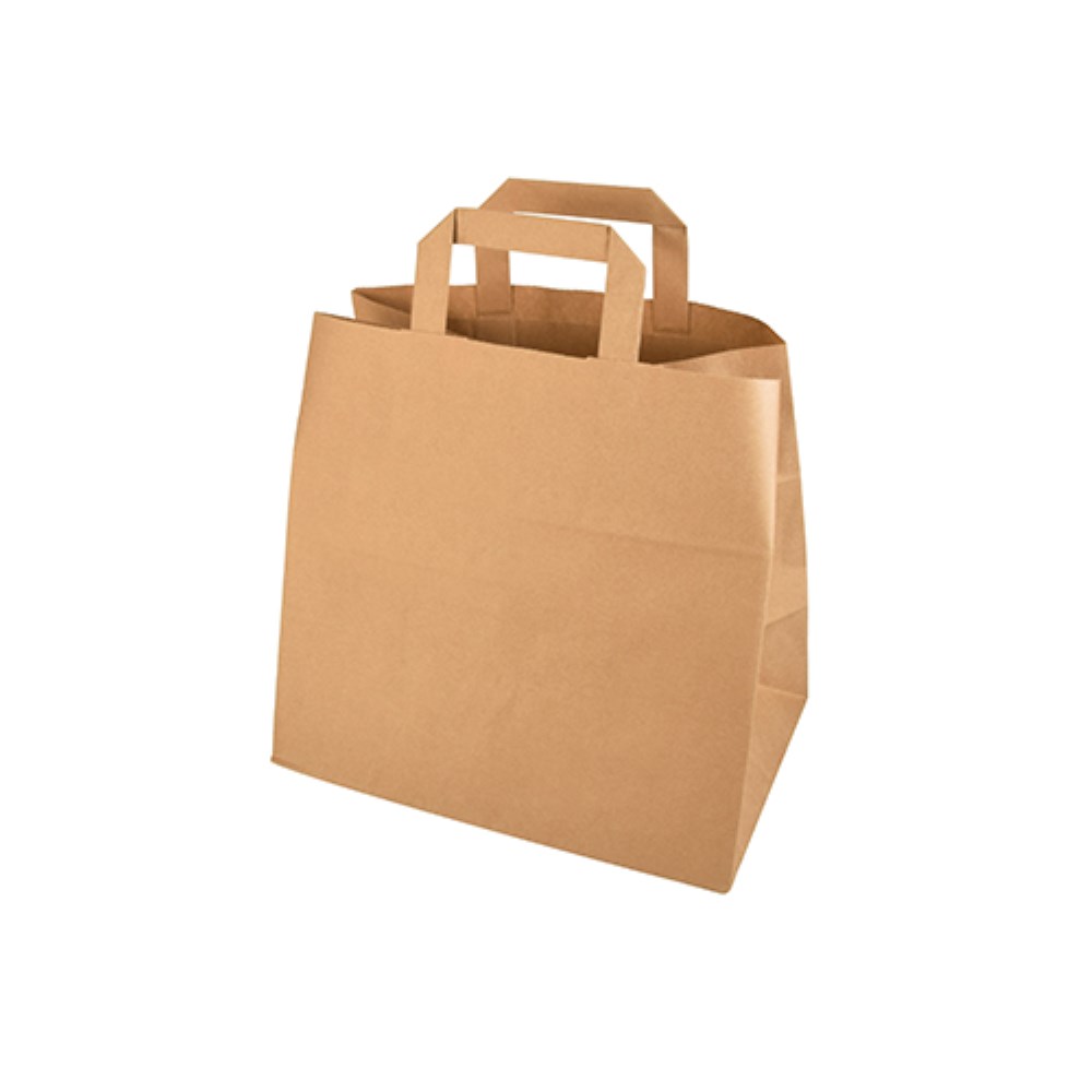 50 Tragetaschen, Papier 25 cm x 26 cm x 17 cm braun mit Tragegriff