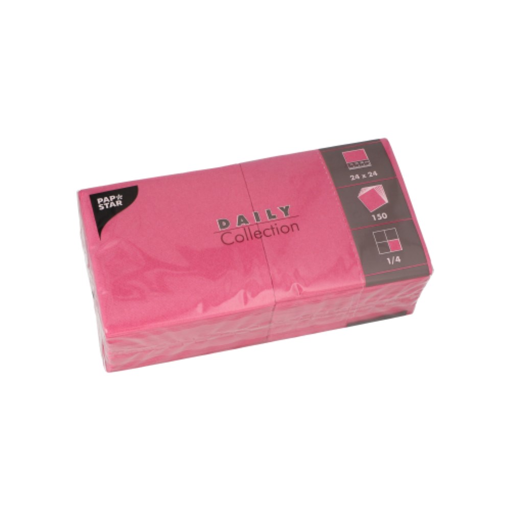 150 Servietten "DAILY Collection" 1/4-Falz 24 cm x 24 cm fuchsia