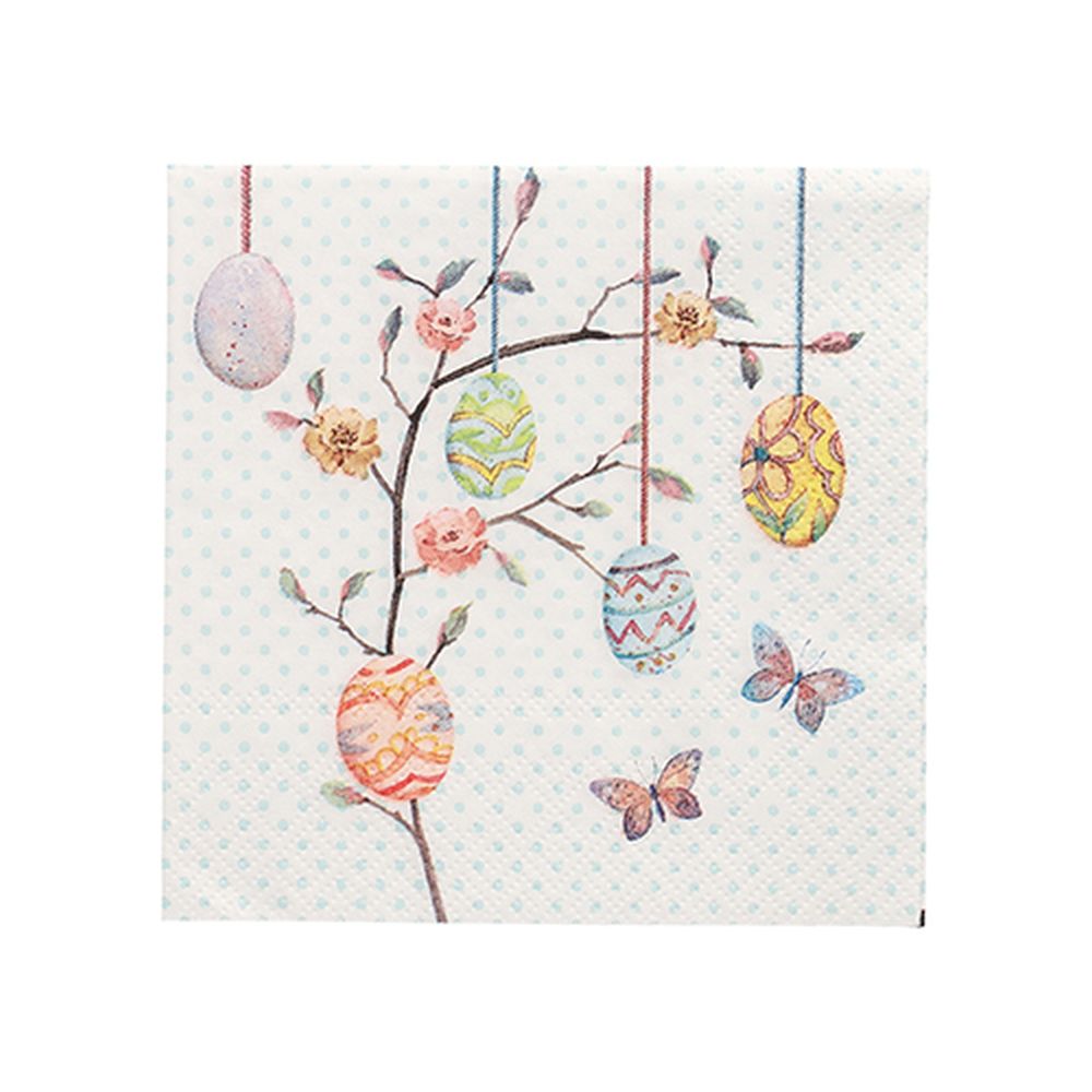 20 Servietten, 3-lagig 1/4-Falz 25 cm x 25 cm "Easter Branch"