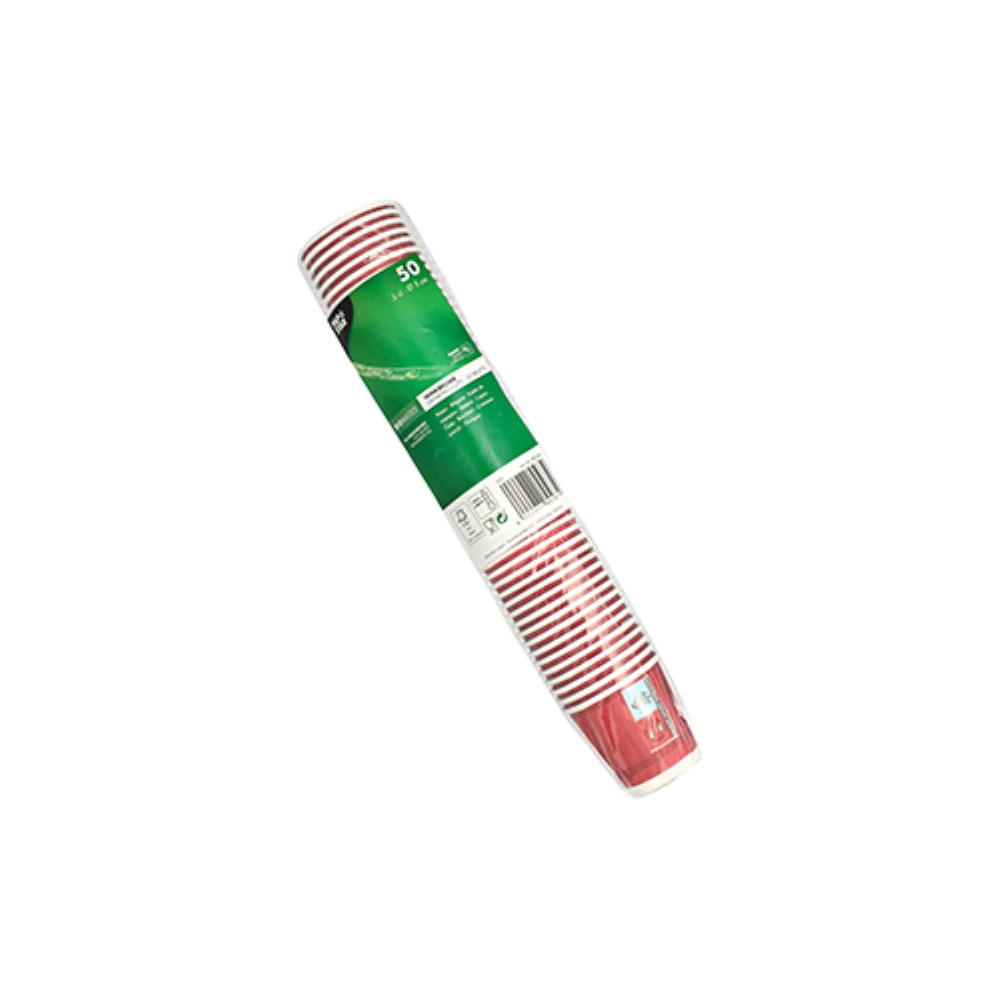 50 Trinkbecher, Pappe 5 cl Ø 5 cm · 5 cm rot "Party Time"