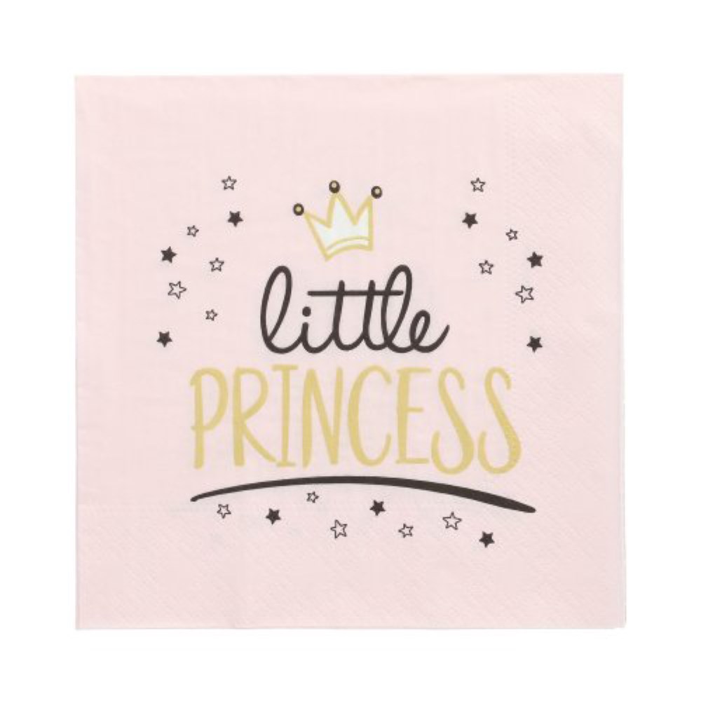 20 Servietten, 3-lagig 1/4-Falz 33 cm x 33 cm "Little Princess"