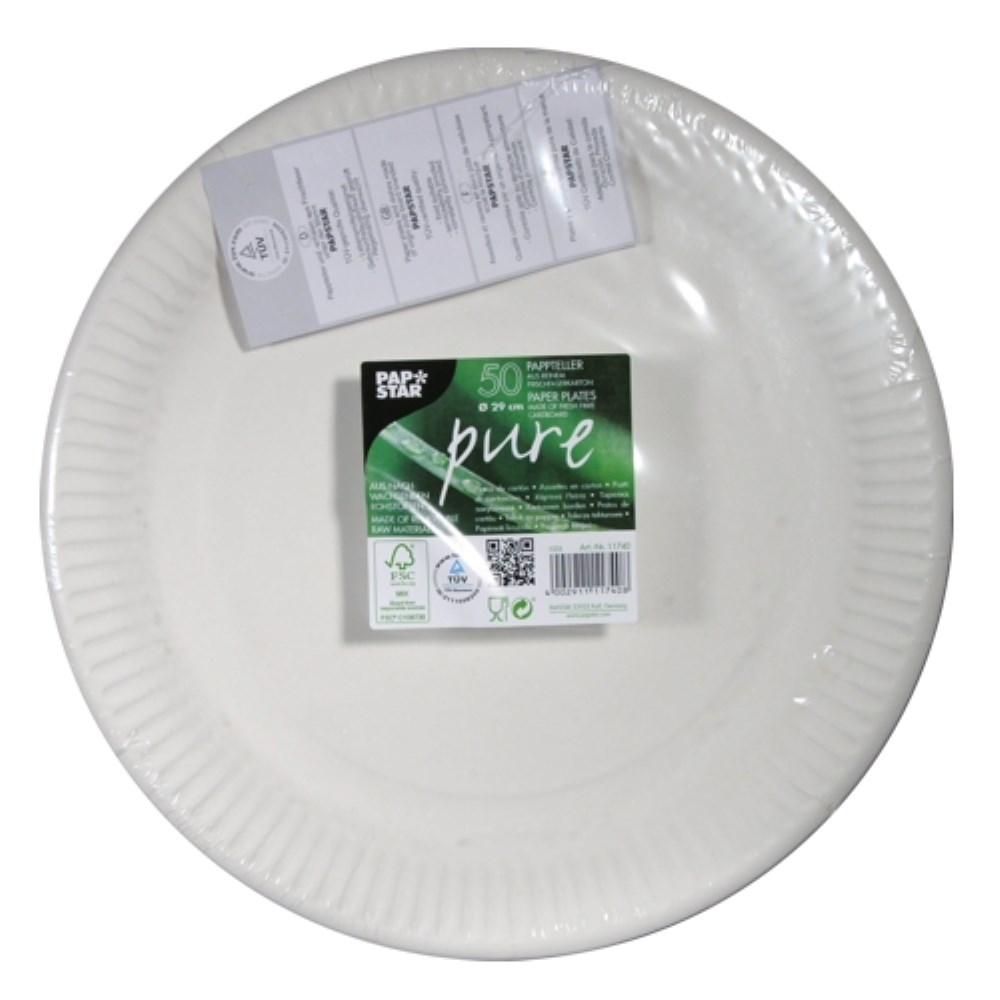 50 Teller, Pappe "pure" rund Ø 29 cm weiss