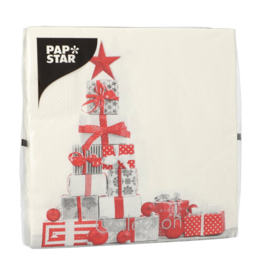 20 Servietten, 3-lagig 1/4-Falz 33 cm x 33 cm "Cadeaux"