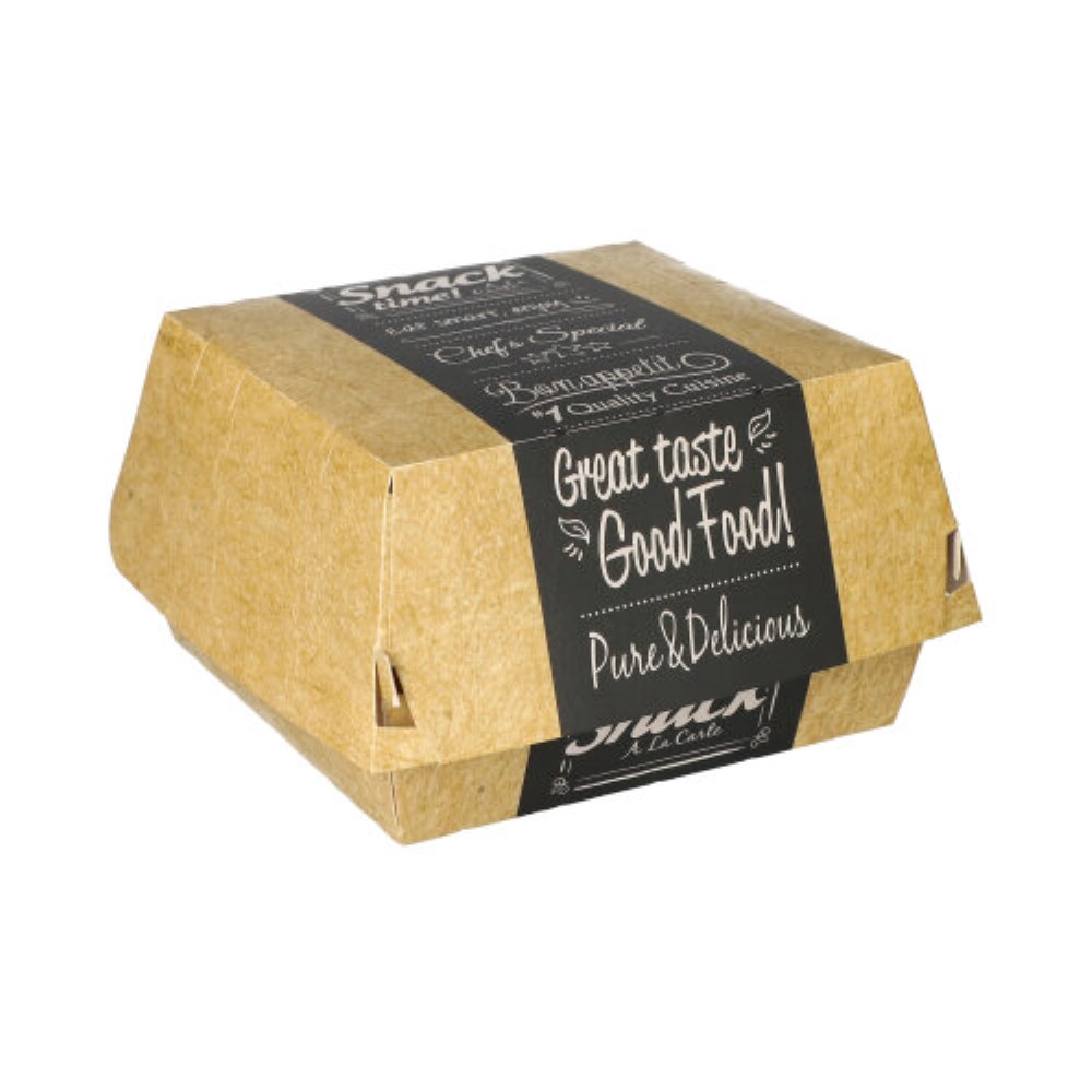50 Burgerboxen, Pappe "pure" 7,8 cm x 11,5 cm x 11 cm "Good Food" groß