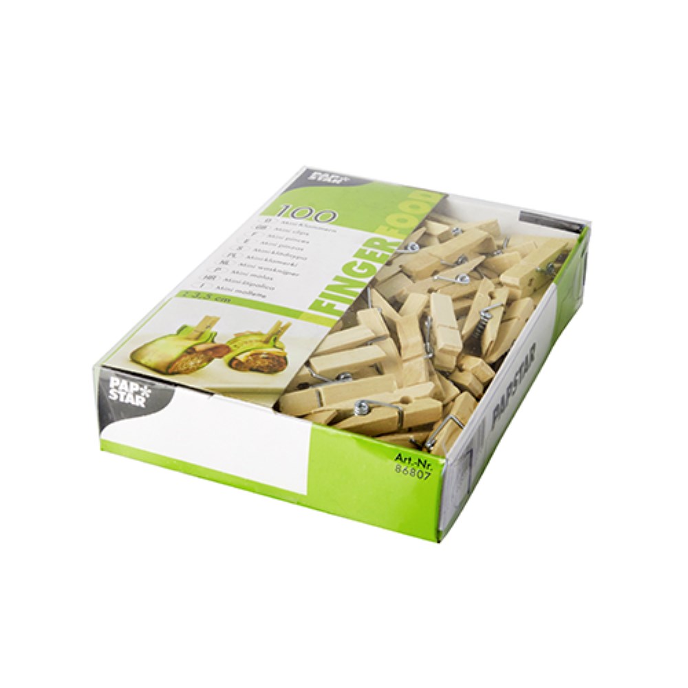 100 Mini-Klammern, Holz 3,5 cm 100 Mini-Klammern, Holz 3,5 cm