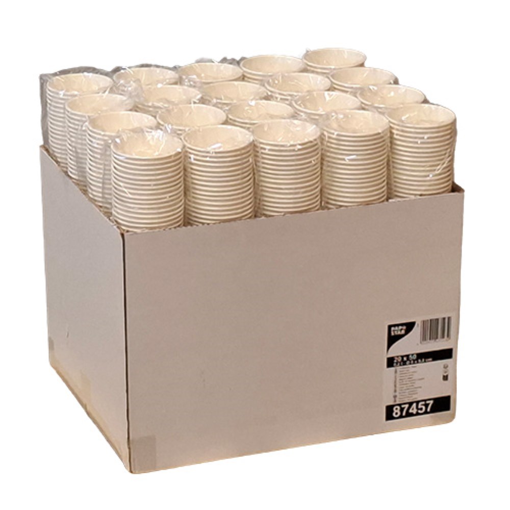 50 Trinkbecher, Pappe 0,2 l Ø 8 cm · 9,2 cm weiss