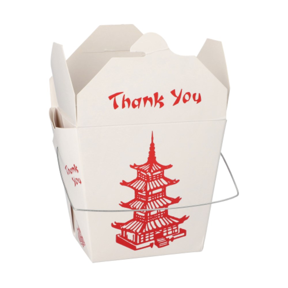 30 Snackboxen mit Henkel "ASIA" eckig 950 ml 10,9 cm x 8,9 cm x 6,8 cm "Temple"