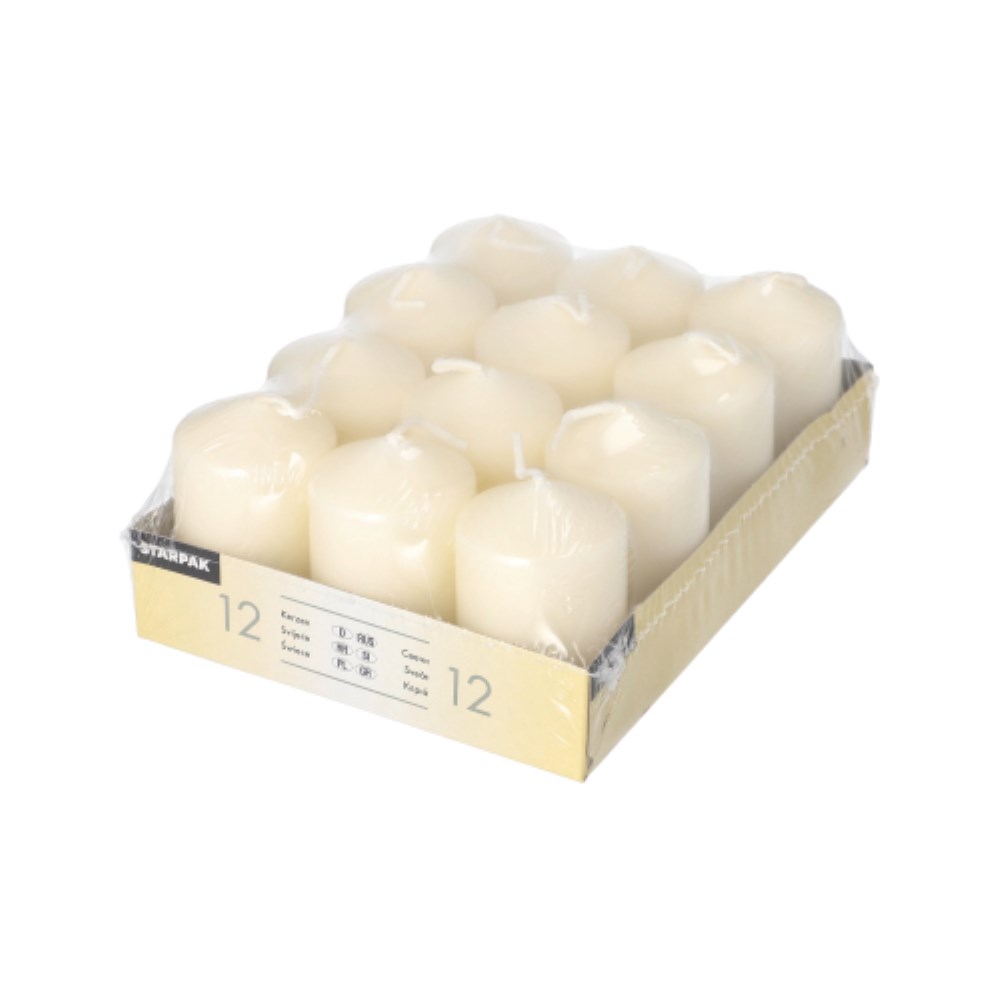12 Stumpenkerzen Ø 40 mm · 60 mm elfenbein "Ivory" mit Flachkopf
