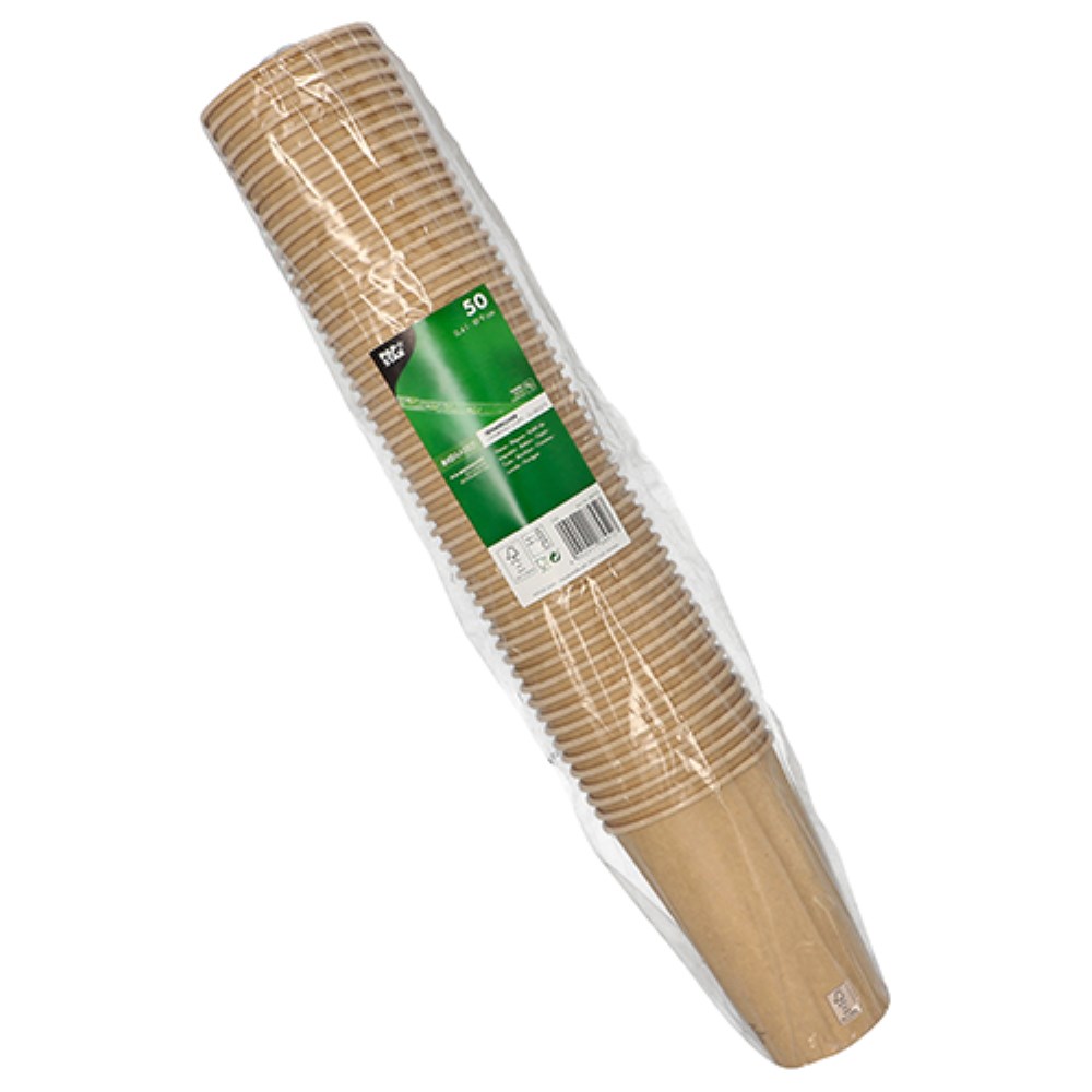 50 Trinkbecher, Pappe 0,4 l Ø 9 cm · 13,9 cm braun