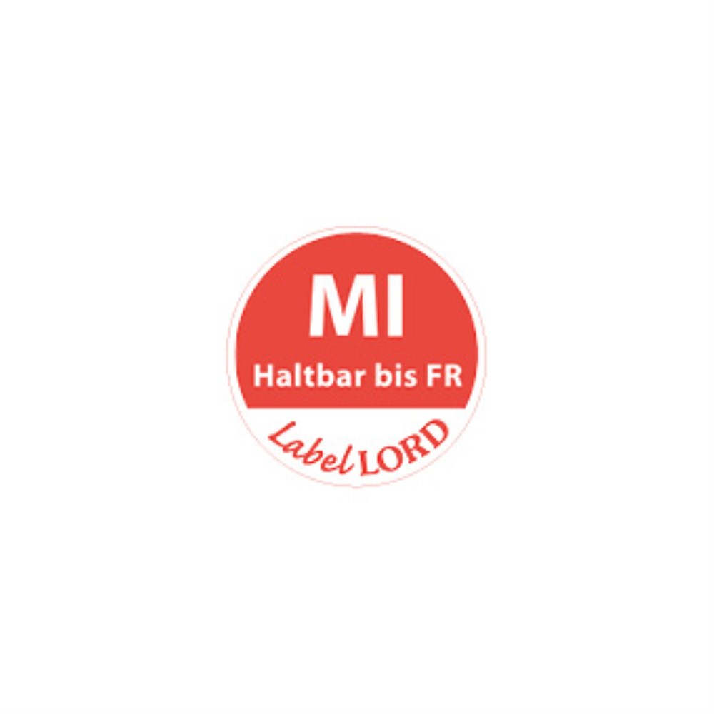 500 "LabelLord" HACCP Lebensmitteletiketten Ø 19 mm rot "Aqualabel" MI haltbar bis FR, abwaschbar