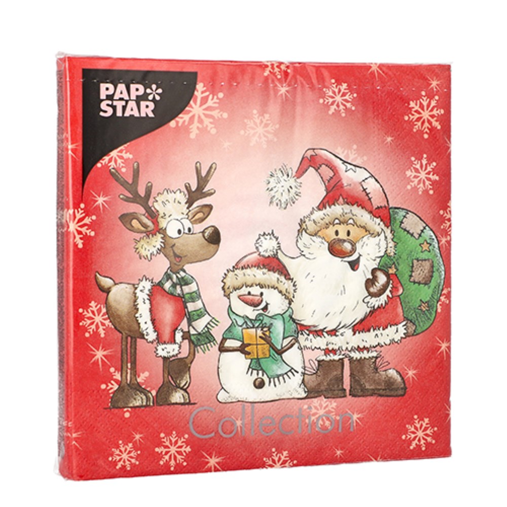 20 Servietten, 3-lagig 1/4-Falz 33 cm x 33 cm "Santa`s Companions"