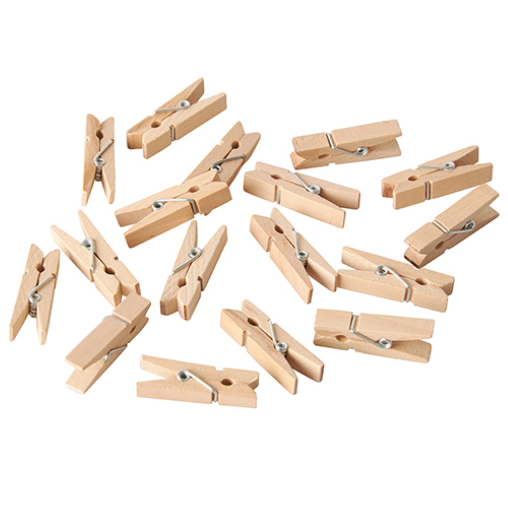 100 Mini-Klammern, Holz 3,5 cm