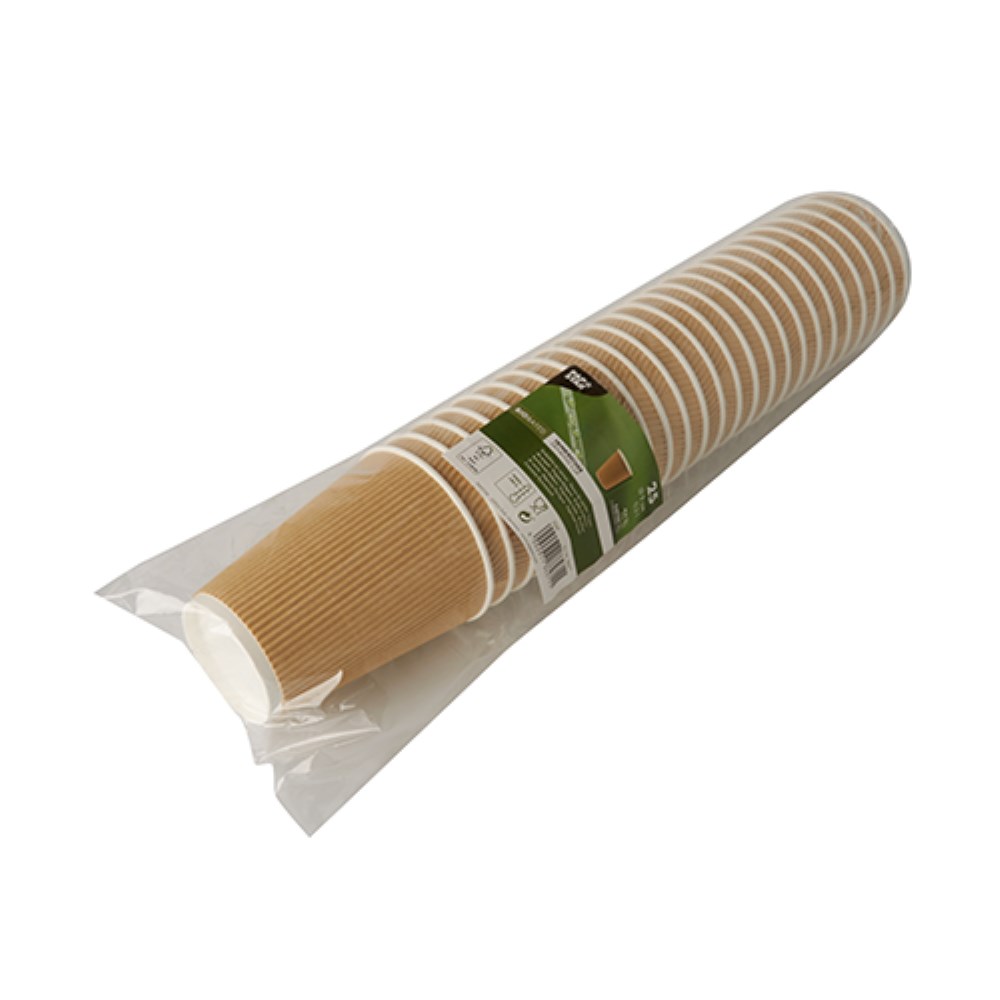 25 Trinkbecher, Pappe 0,3 l Ø 9 cm · 11 cm natur Ripple Wall