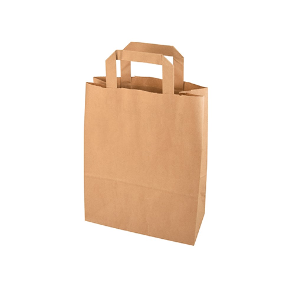 50 Tragetaschen, Papier 28 cm x 22 cm x 10 cm braun mit Tragegriff