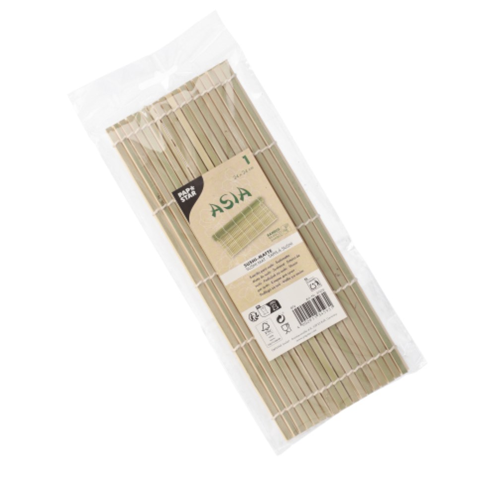 Sushi-Matte Bambus "ASIA" 24 cm x 24 cm grün