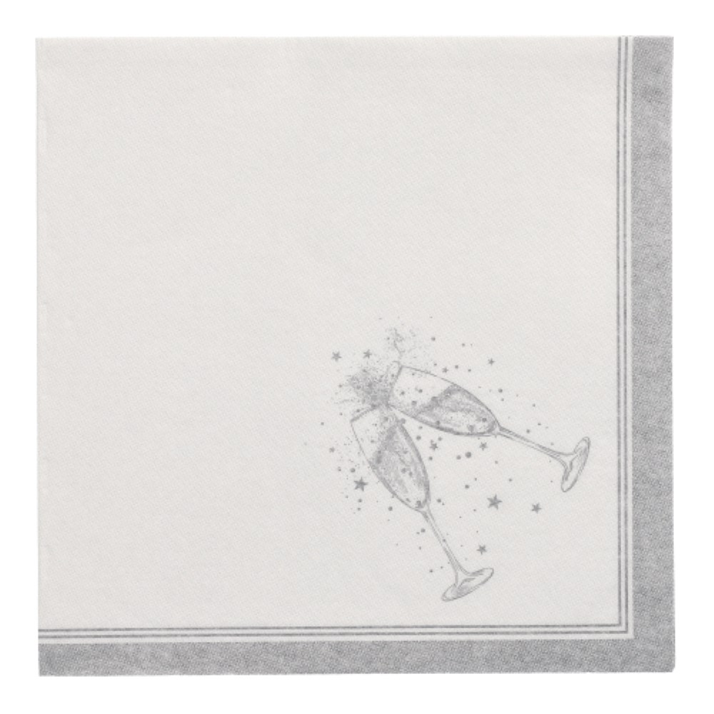 20 Servietten "ROYAL Collection" 1/4-Falz 40 cm x 40 cm silber "Festivities"