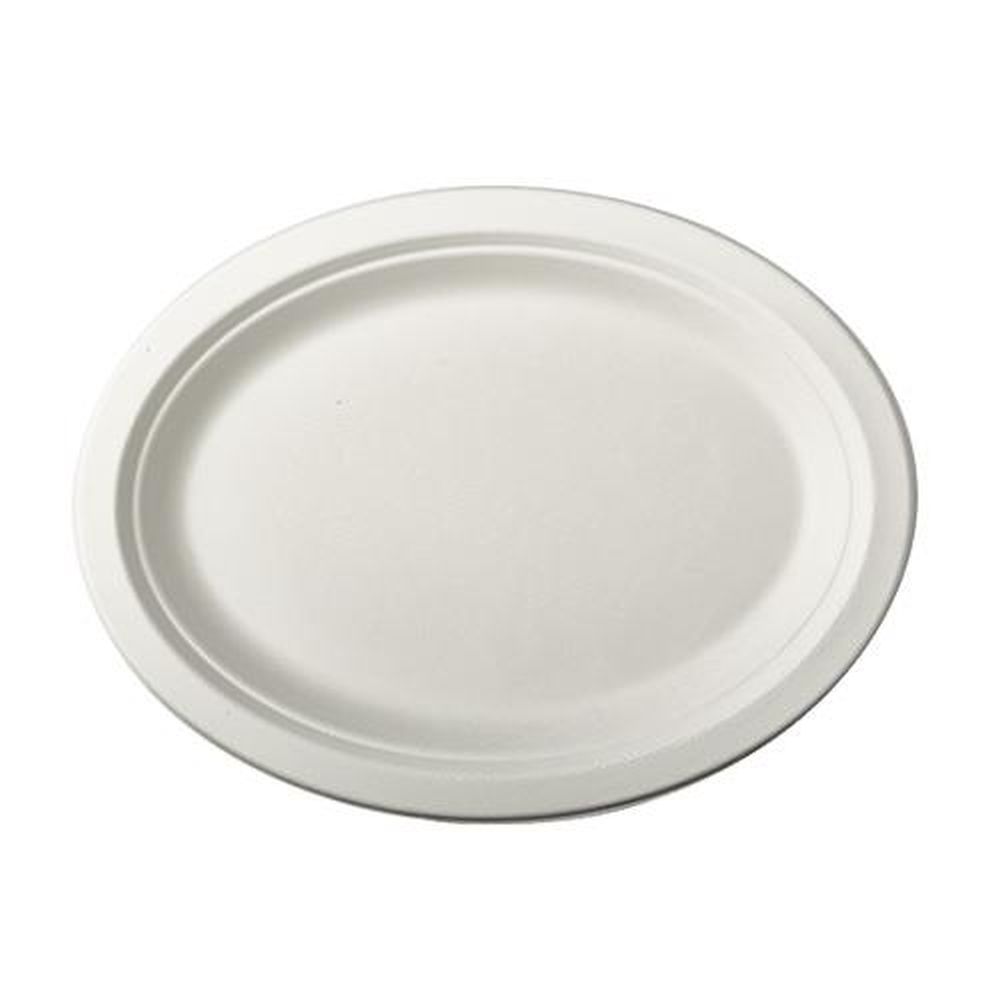 12 Teller, Zuckerrohr "pure" oval 26 cm x 20 cm x 2 cm weiss 12 Teller, Zuckerrohr "pure" oval 26 cm x 20 cm x 2 cm weiss