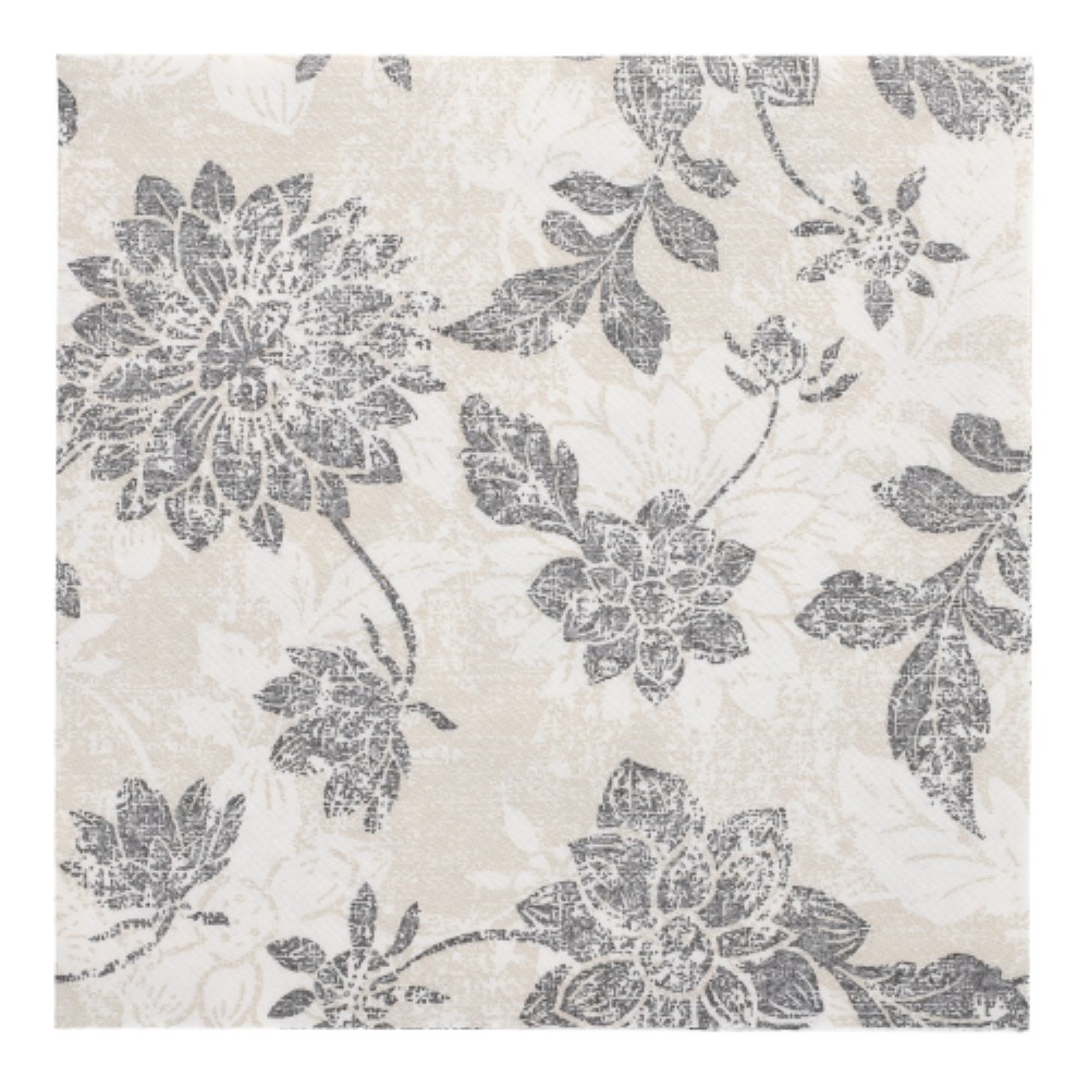 20 Servietten "ROYAL Collection" 1/4-Falz 40 cm x 40 cm anthrazit "Flowers"