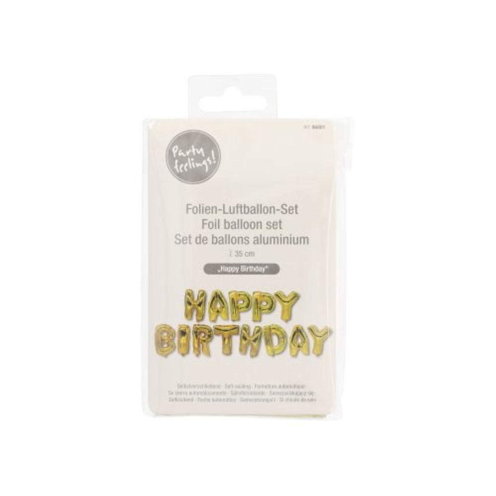Folienluftballon-Set gold "Happy Birthday"