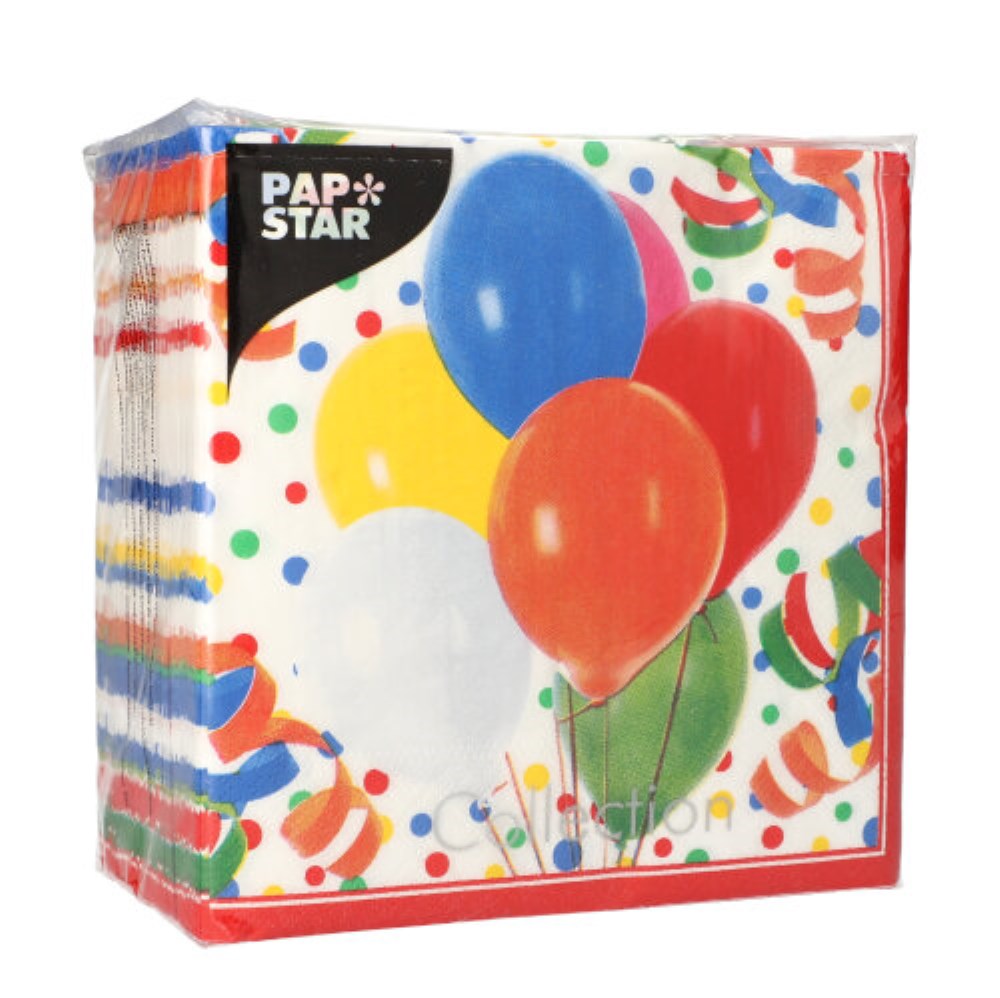 100 Servietten, 3-lagig 1/4-Falz 33 cm x 33 cm "Lucky Balloons"