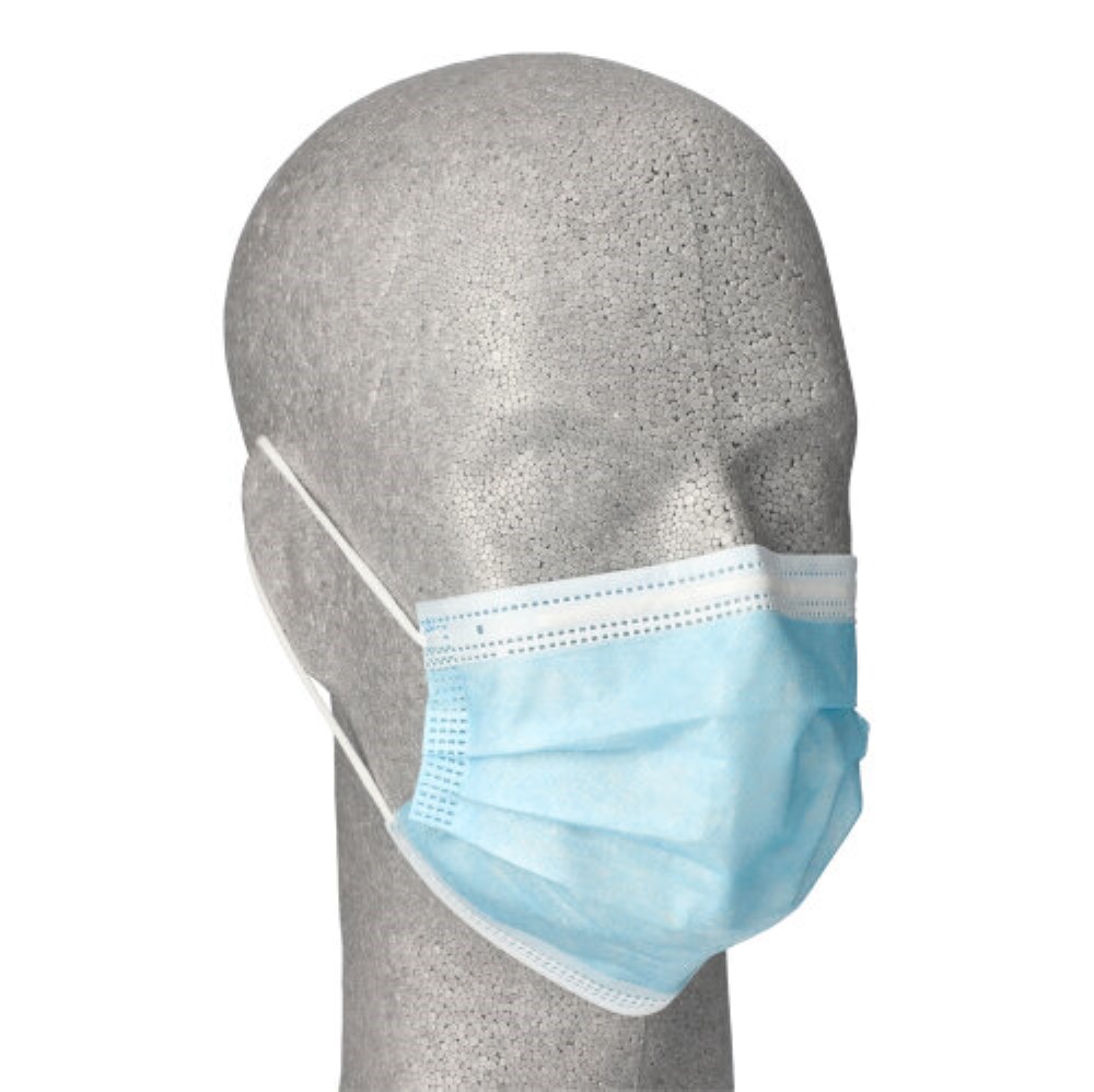 50 "Medi-Inn" Mundschutz Type II 3-lagig 9 cm x 17,5 cm blau mit Nasenbügel