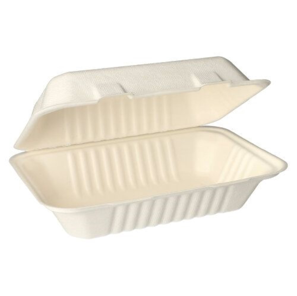 500 Menüboxen, Zuckerrohr ungeteilt 7,9 cm x 23 cm x 15,5 cm weiss