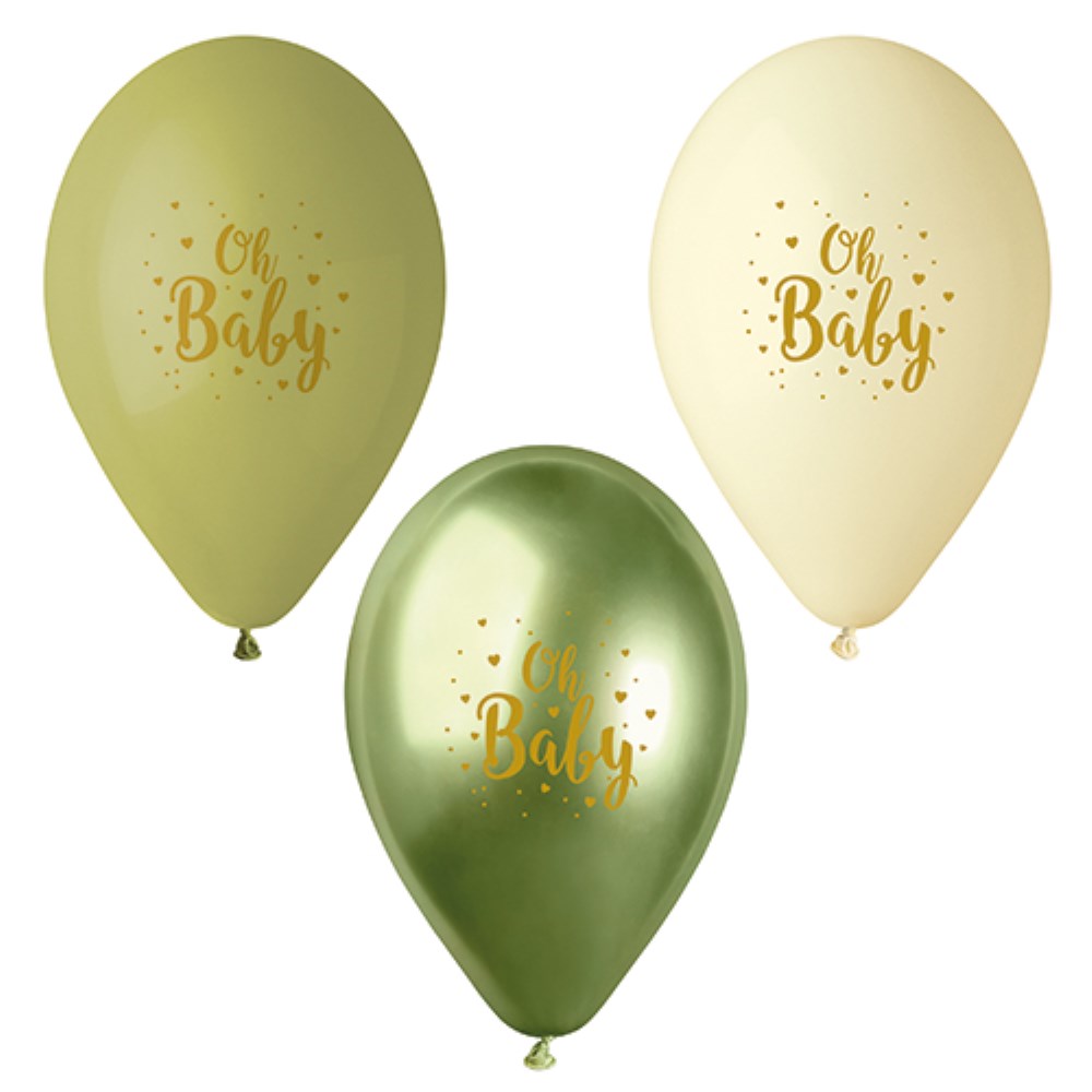 6 Luftballons Ø 29 cm grün "Oh Baby"