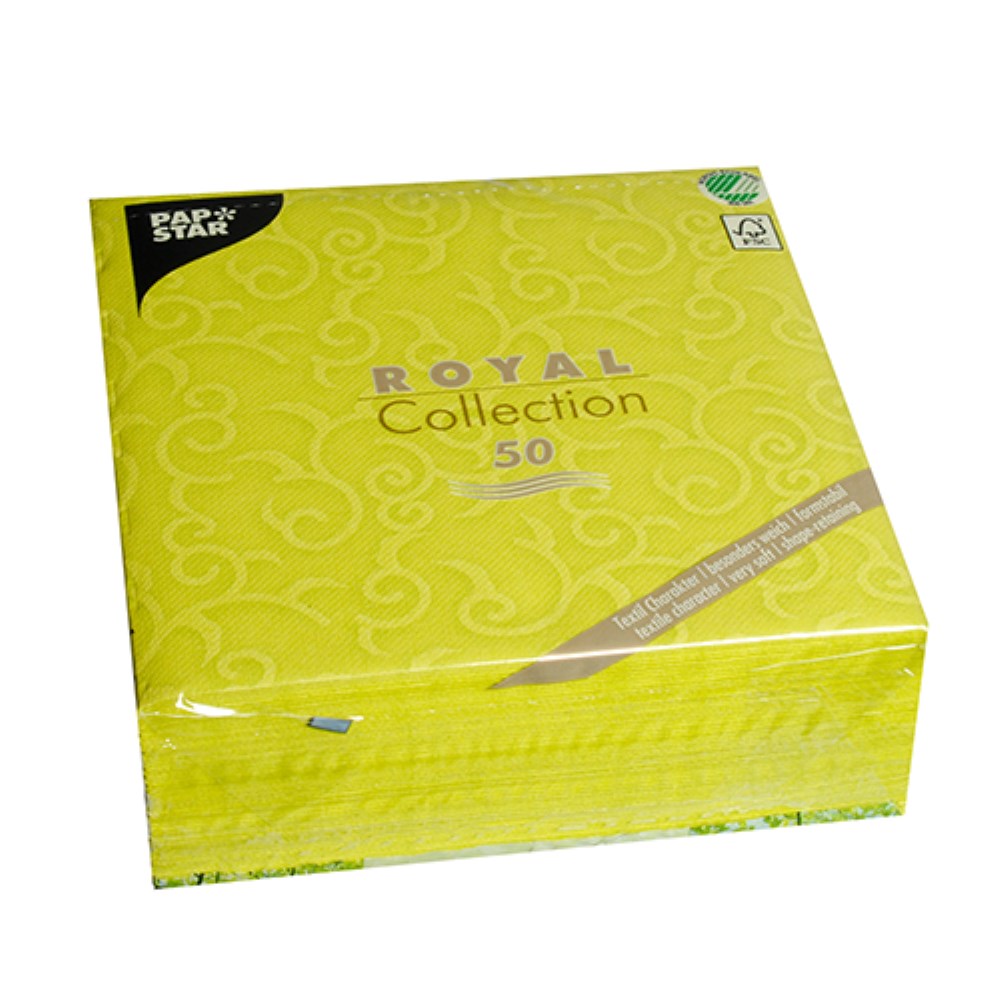 50 Servietten "ROYAL Collection" 1/4-Falz 40 cm x 40 cm limonengrün "Casali"