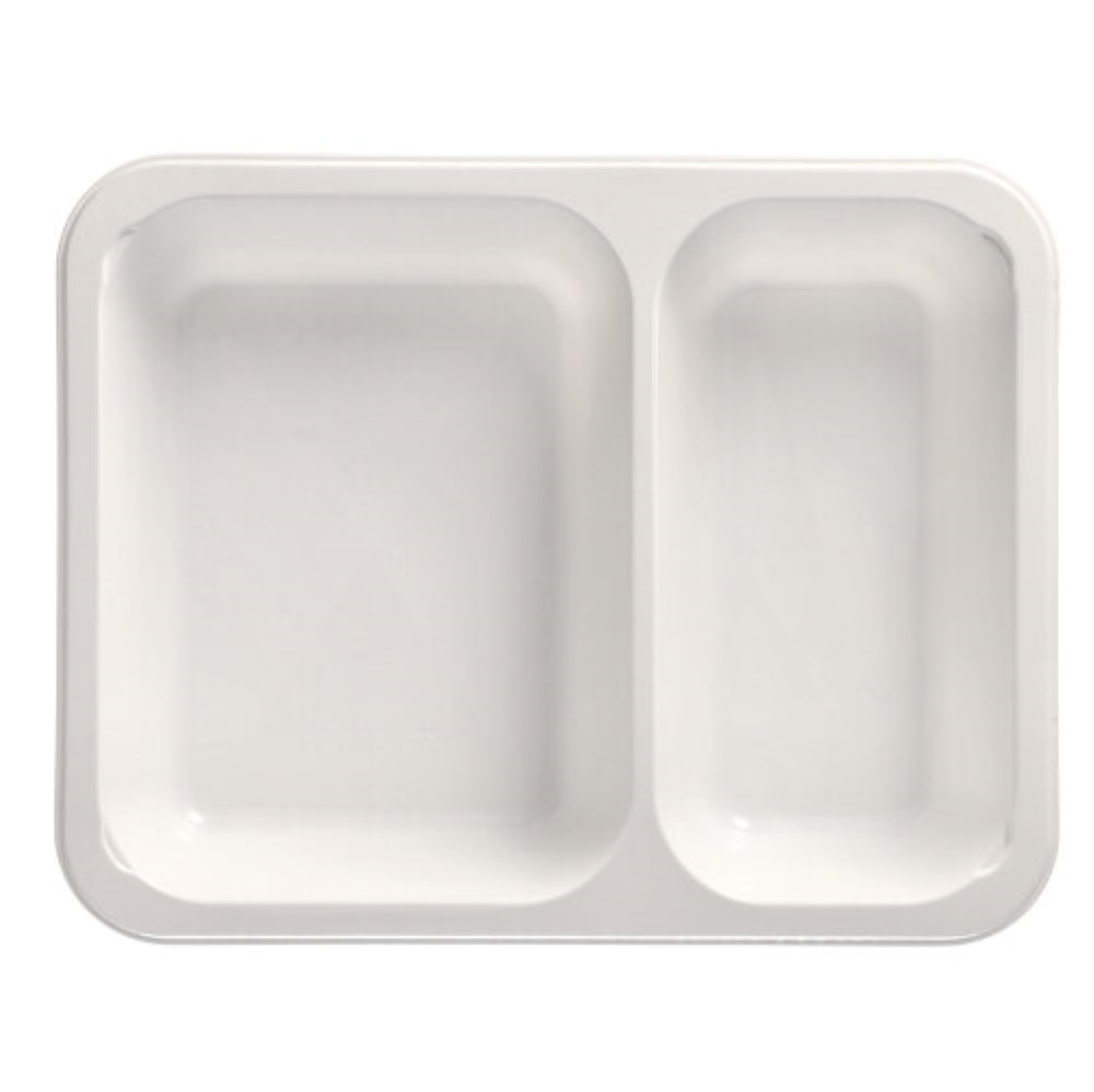 50 Mikrowellenschalen, PP 2-geteilt 1205 ml 4,9 cm x 22,7 cm x 17,8 cm weiss