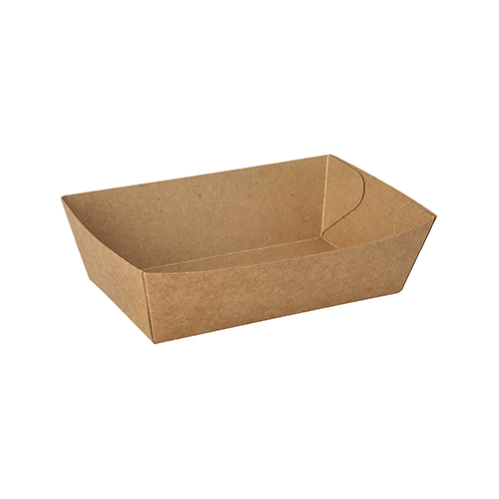 50 Snacktrays, Pappe "pure" 4,3 cm x 13 cm x 7,8 cm braun