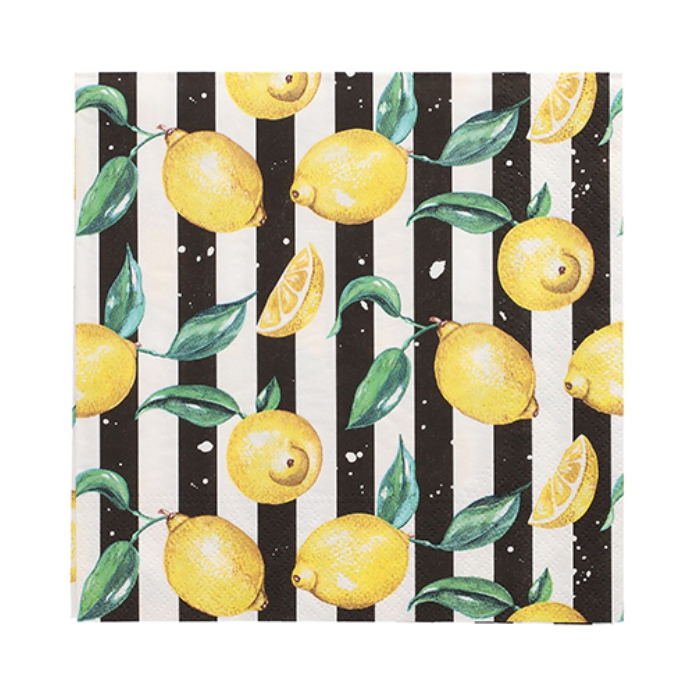 20 Servietten, 3-lagig 1/4-Falz 33 cm x 33 cm "Citrus Lines"