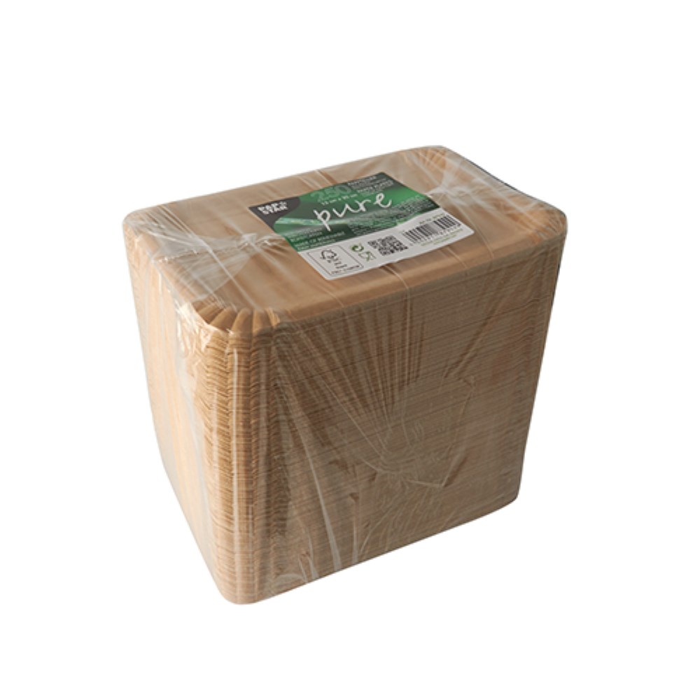 250 Teller, Pappe "pure" eckig 13 cm x 20 cm braun