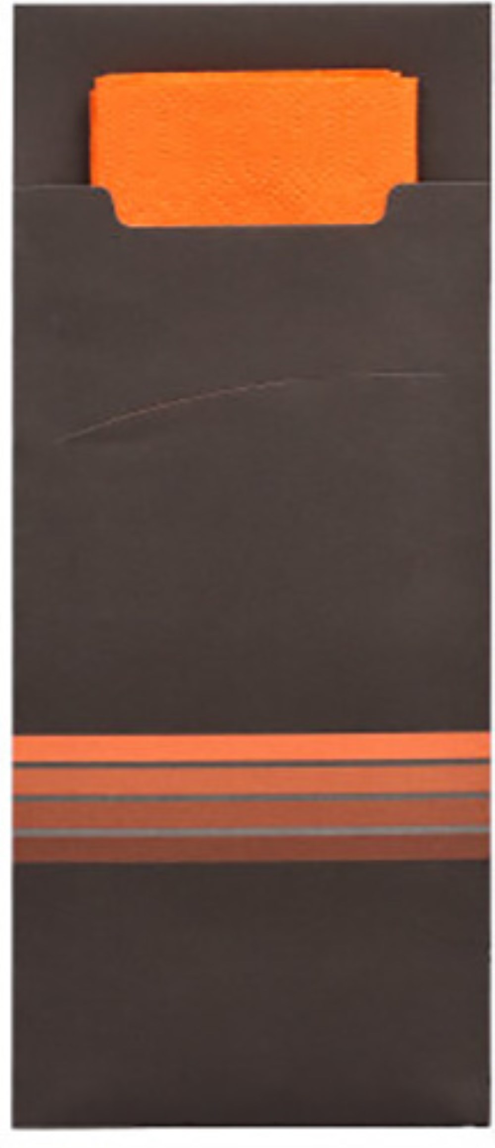 520 Bestecktaschen 20 cm x 8,5 cm schwarz/orange "Stripes" inkl. farbiger Serviette