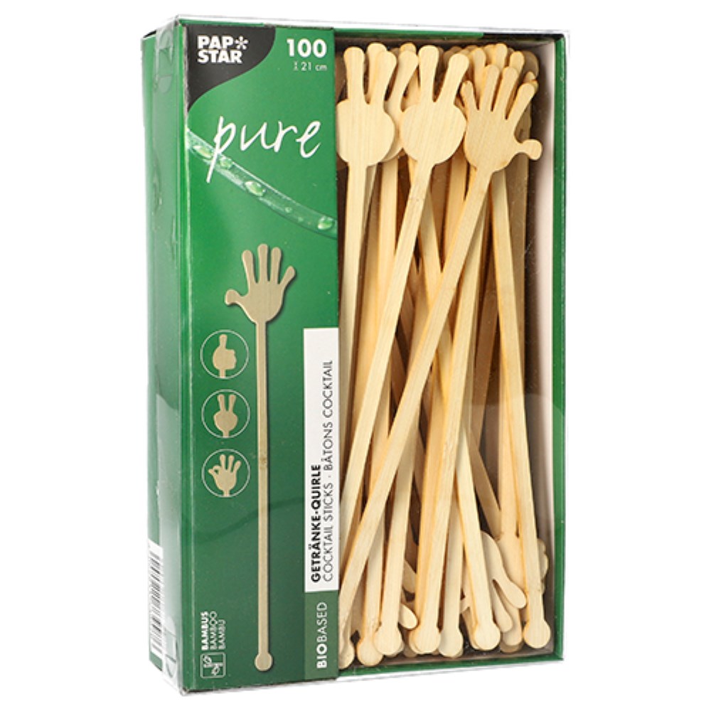 100 Getränke-Quirle, Bambus "pure" 21 cm "Hands"