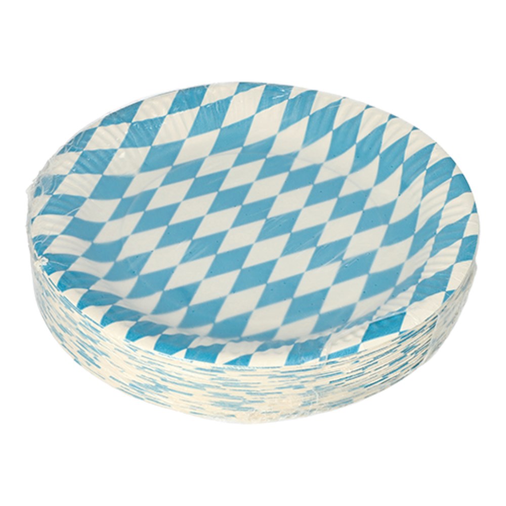 50 Teller, Pappe rund Ø 23 cm "Bayrisch Blau"