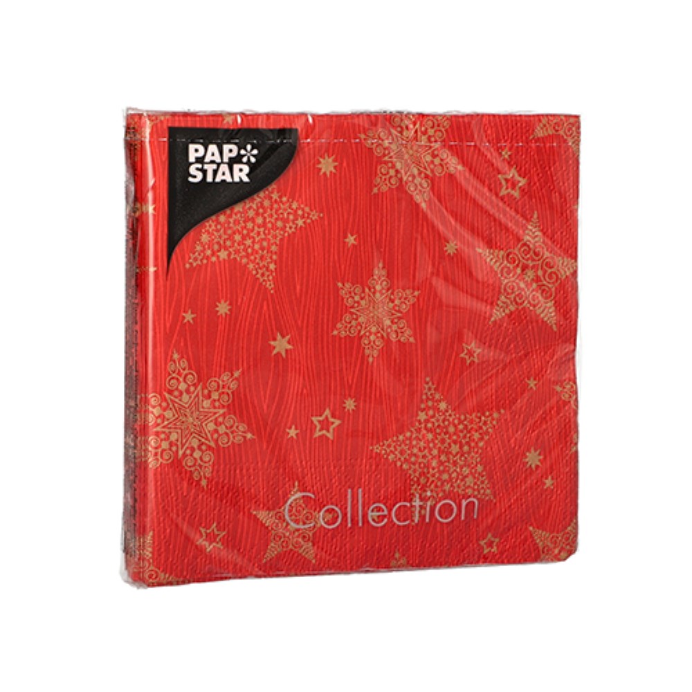 20 Servietten, 3-lagig 1/4-Falz 25 cm x 25 cm rot "Christmas Shine"
