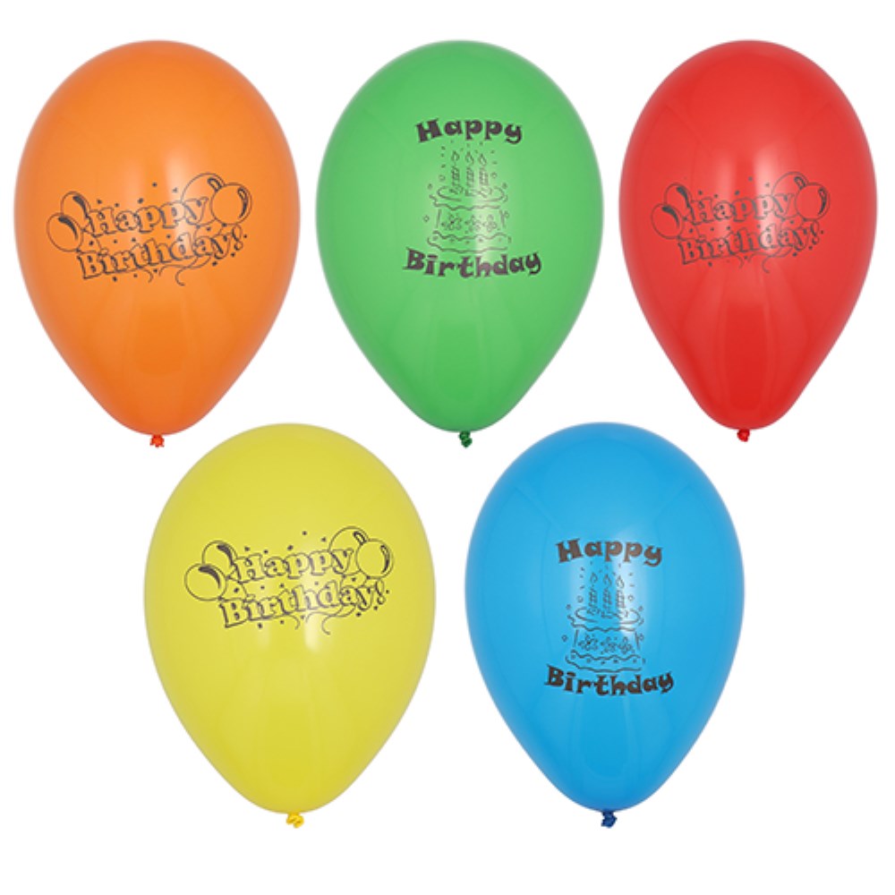 10 Luftballons Ø 22 cm farbig sortiert "Happy Birthday"