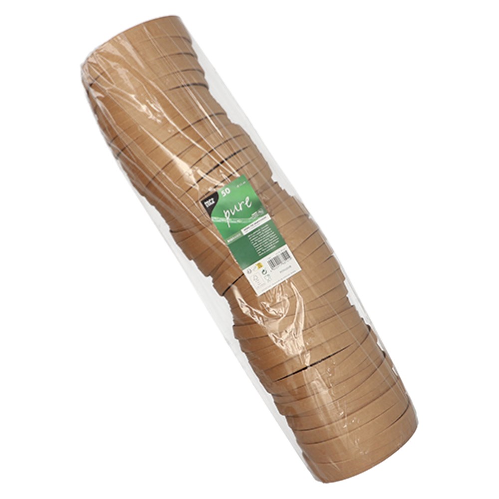 50 Deckel für Salatschalen, Pappe "pure" rund Ø 15 cm braun