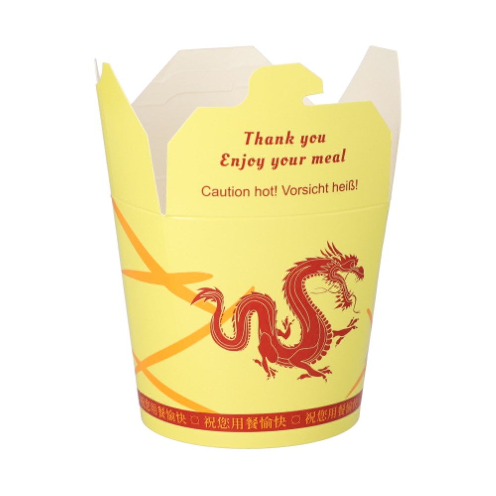50 Snackboxen "ASIA" rund 750 ml 9,6 cm x 9,8 cm x 8,6 cm "Dragon"
