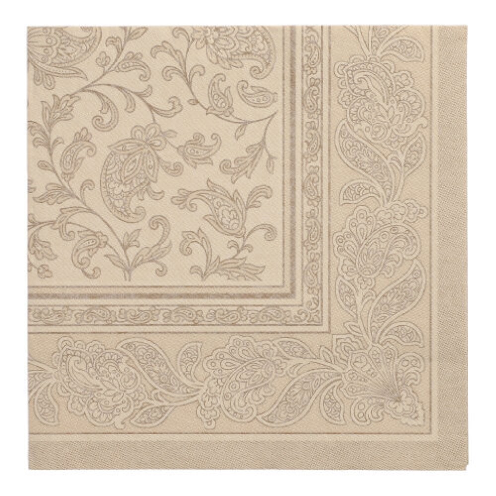50 Servietten "ROYAL Collection" 1/4-Falz 40 cm x 40 cm sand "Ornaments"