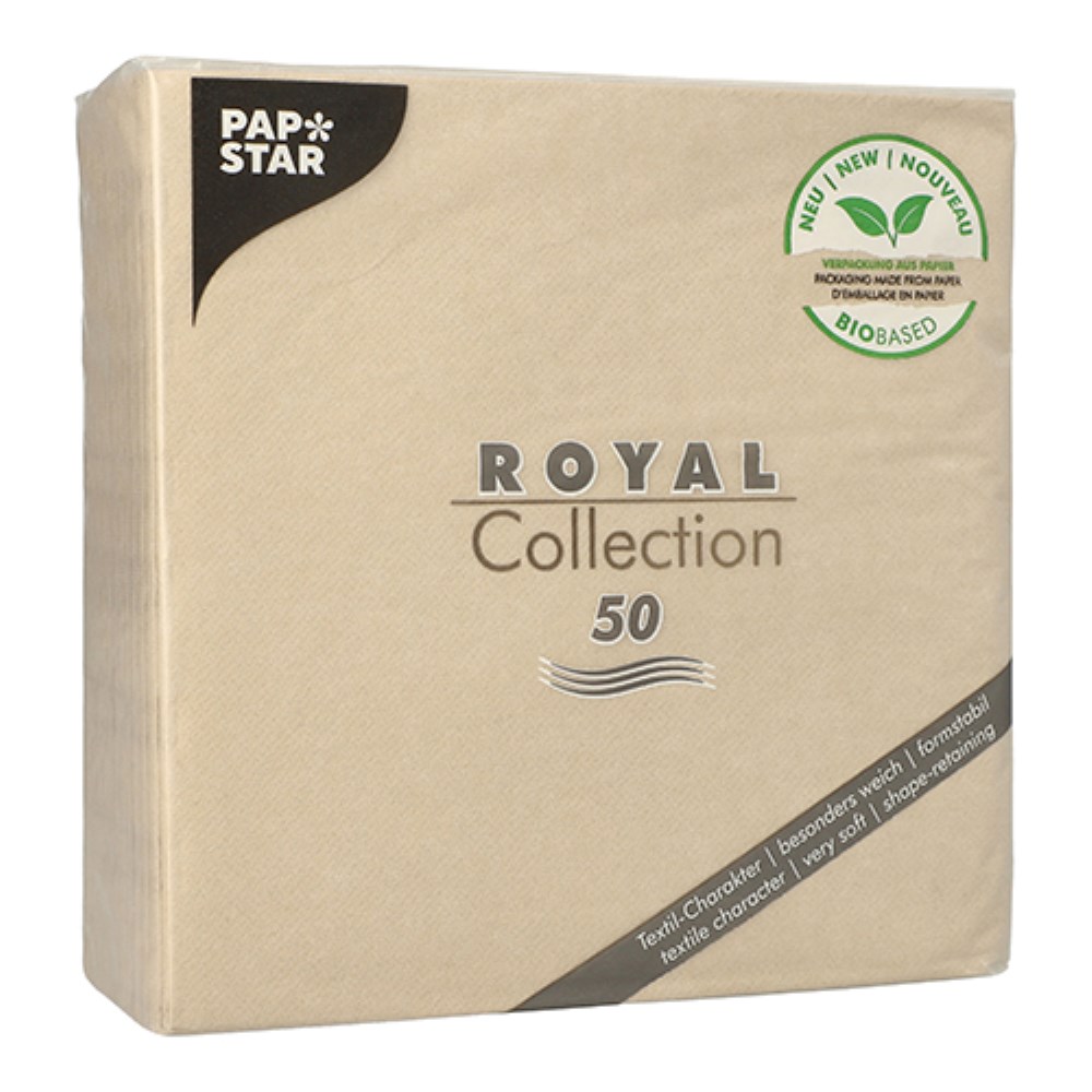 50 Servietten "ROYAL Collection" 1/4-Falz 40 cm x 40 cm sand in Papierverpackung