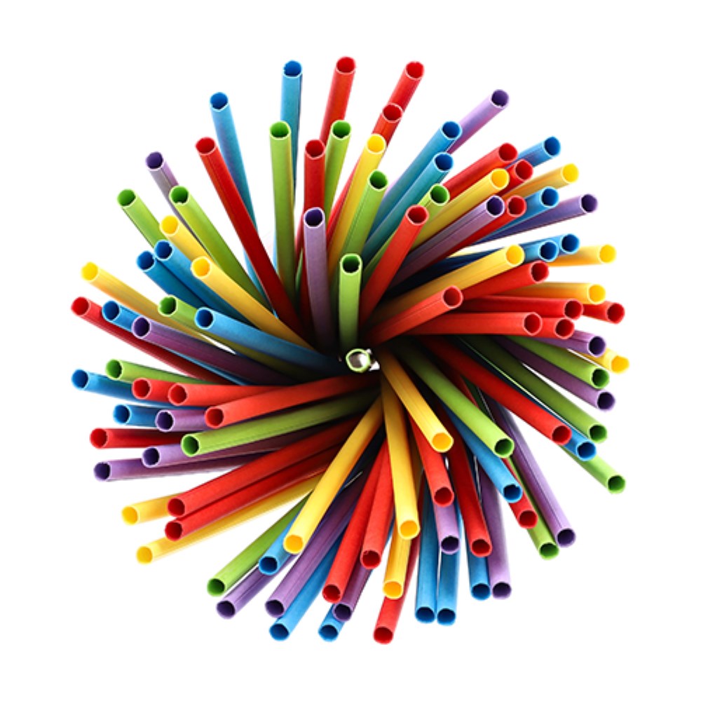 100 Trinkhalme, Papier Ø 6 mm · 20 cm farbig sortiert