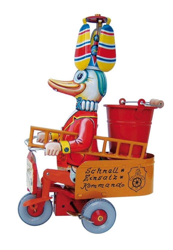 Feuerwehrmann Ente - Made in Germany - Blechspielzeug - Vintage Toy - Sammlerstück