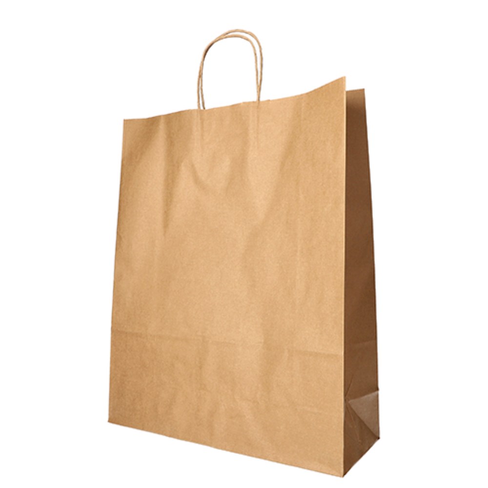 25 Tragetaschen, Papier 40 cm x 32 cm x 12 cm braun mit gedrehtem Tragegriff 25 Tragetaschen, Papier 40 cm x 32 cm x 12 cm braun mit gedrehtem Tragegriff