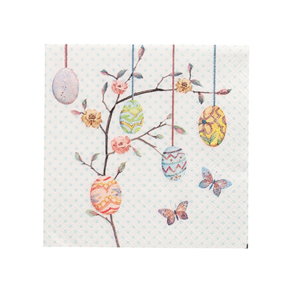 20 Servietten, 3-lagig 1/4-Falz 25 cm x 25 cm "Easter Branch"