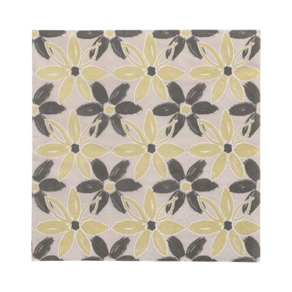 20 Servietten, 3-lagig 1/4-Falz 33 cm x 33 cm "Dark Flowers"